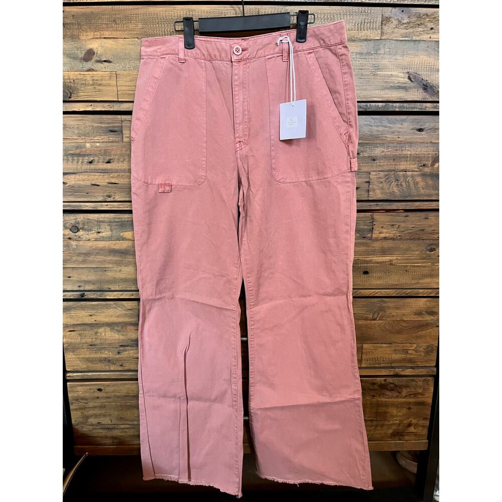 PISTOLA Sasha High Rise Utility Carpenter Flared Wide Leg Pants in Clay 31